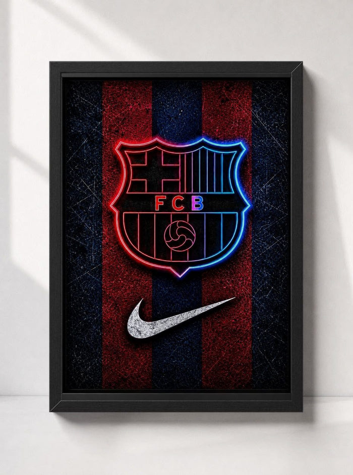 FC Barcelona Neon Logo Wall Frame
